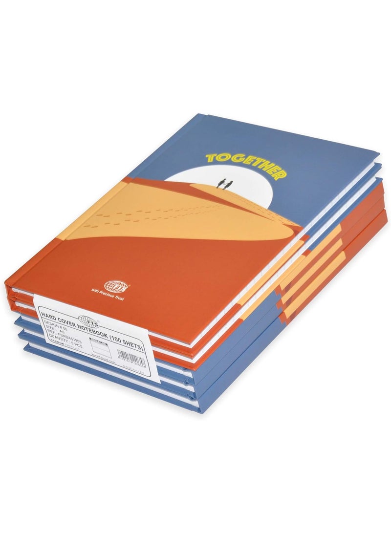 FIS Hard Cover Notebook Single Line A5, 100-Sheets 5-Piece - FSNBA51906 - Image 1